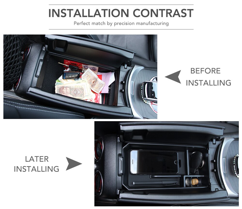 Central Armrest Storage Box Container Holder Tray for Mercedes Benz C GLC Class W205 X253