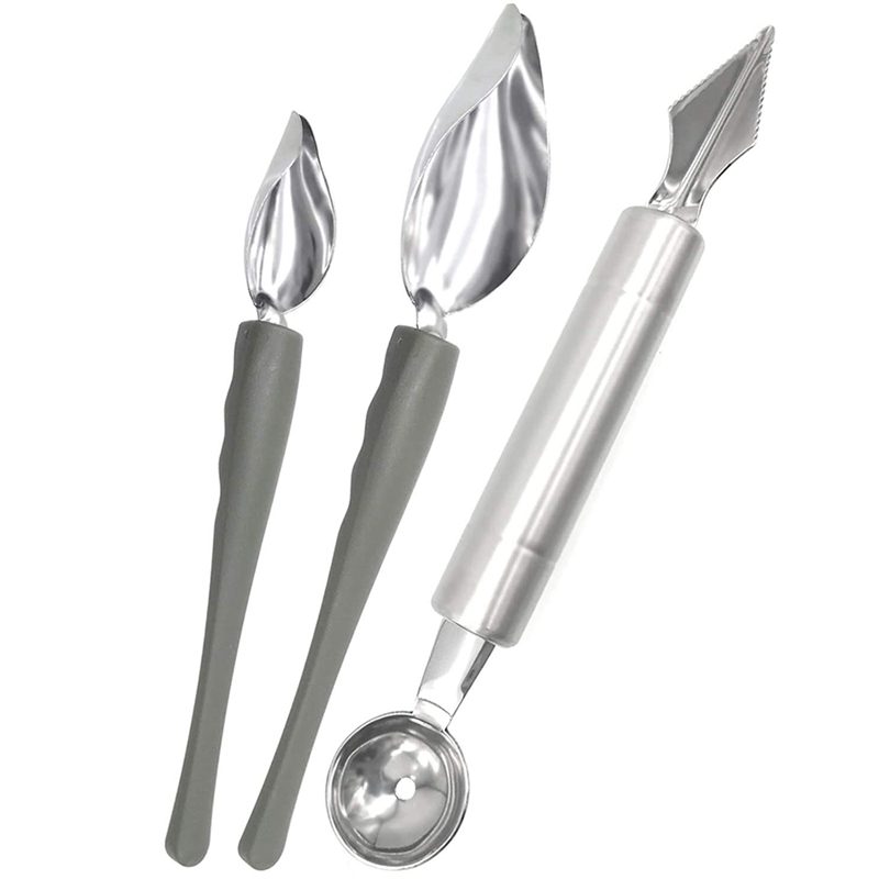 3 Pcs Drawing Decorating Spoon Ball Cutter,Chocolate Spoon Fruit Tool,for DIY Fruit Muffin Dessert Cake Coffee Decor: Default Title