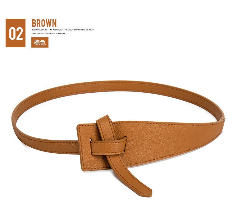 Ceinture de Trench-Coat pour femmes, Simple Pu, boucle irrégulière, nœud, ceinture amincissante, vêtements: light bn