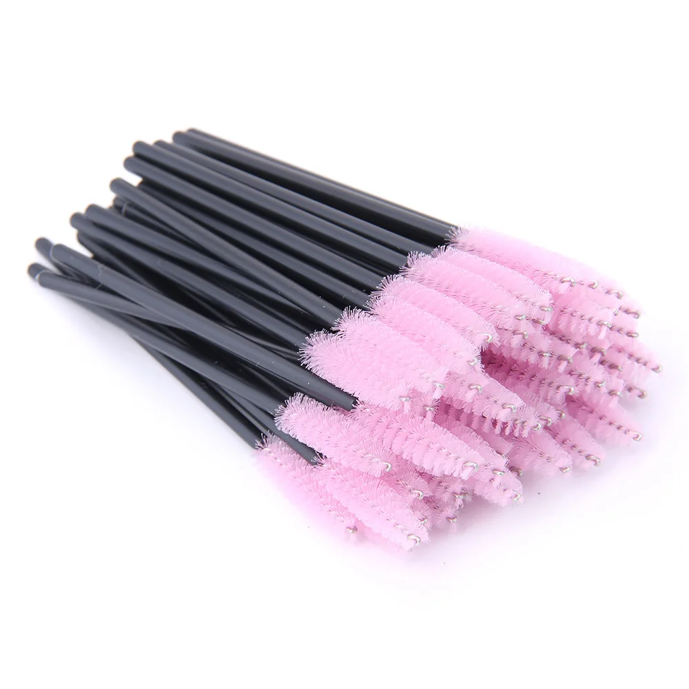 5/25/50pcs Mascara Wands Applicator Cosmetics Eyelash Brush Comb Crystal Eyelash Brushes Makeup Beauty Eye Brush: Brown / Bristle