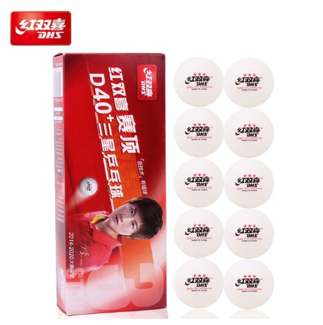 Juego de 10 pelotas de plástico DHS 3-Star 1-star D40 para tenis de mesa, Material para Ping Pong: 10 balls 3 stars W