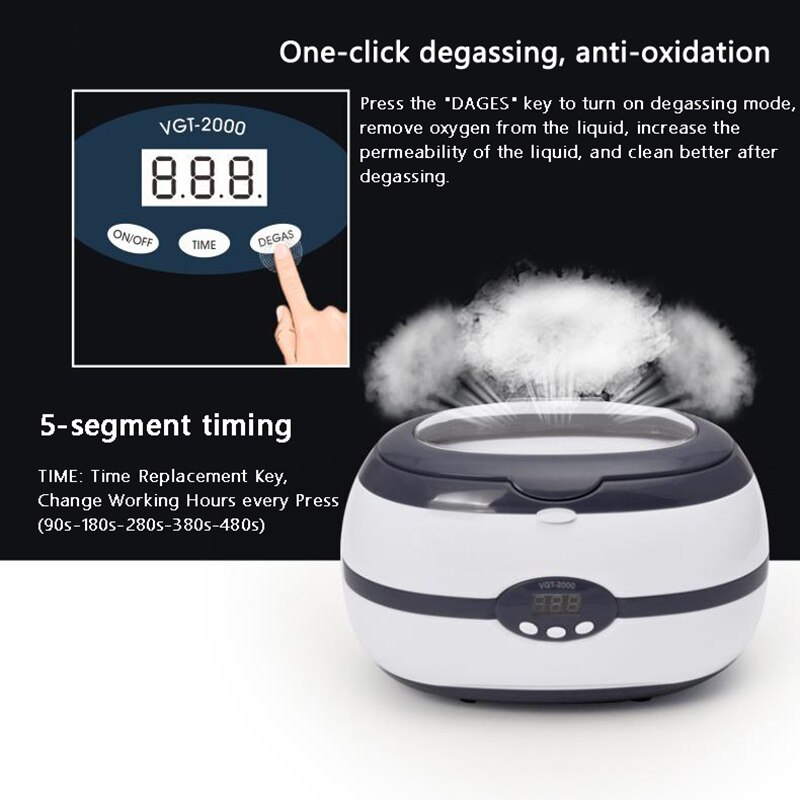 Kleine ultrasoon reiniger huishoudelijke brillen sieraden horloge scheermes kunstgebit munt reinigingsinstrument 600ml