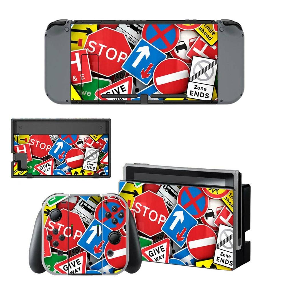 Calcomanías de piel de vinilo para interruptor Nintend, conjunto completo de pegatinas de envoltura protectora placa frontal para consola Nintendo Switch Con y muelle