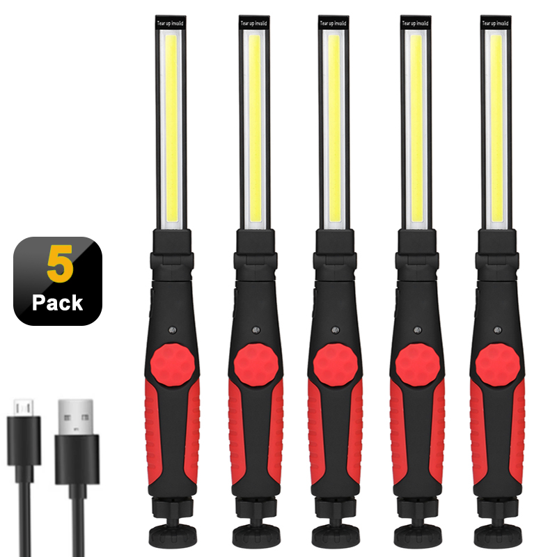 Lampes de travail LED COB, lampe de poche pliante avec Base magnétique, bande Rechargeable, lumière d'inspection lumineuse pour la réparation automobile