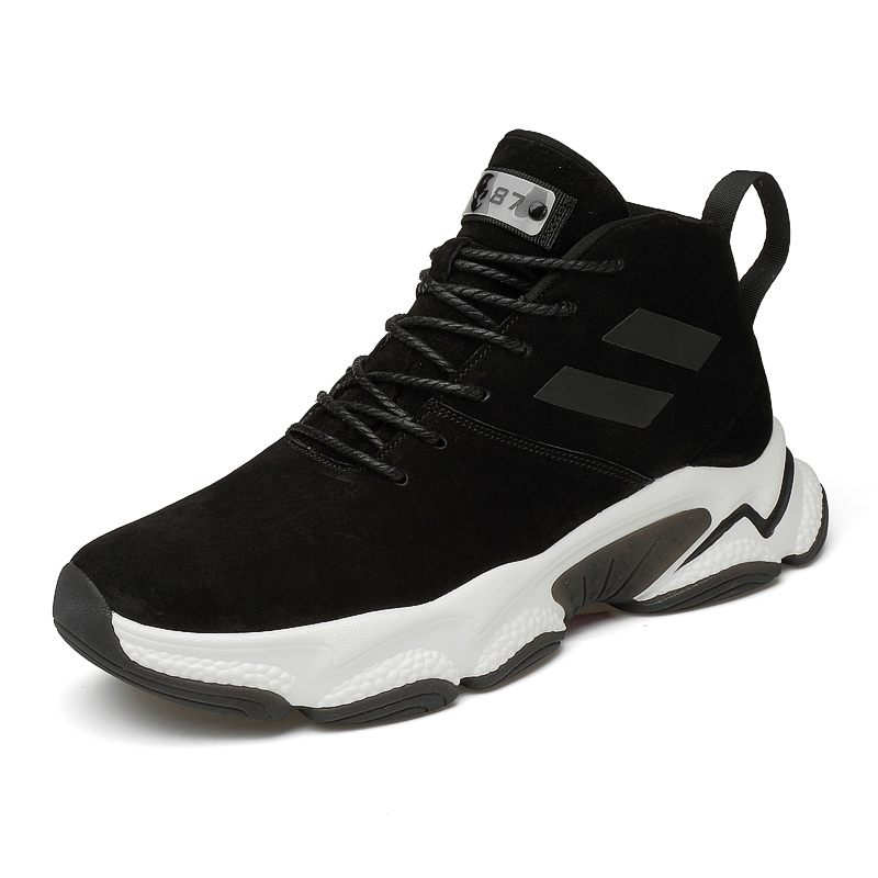 Buty sportowe męskie buty na koturnie wzrost wysokości buty dla mężczyzn wysokość zwiększenie buty wkładka 7-8cm: Black / 38