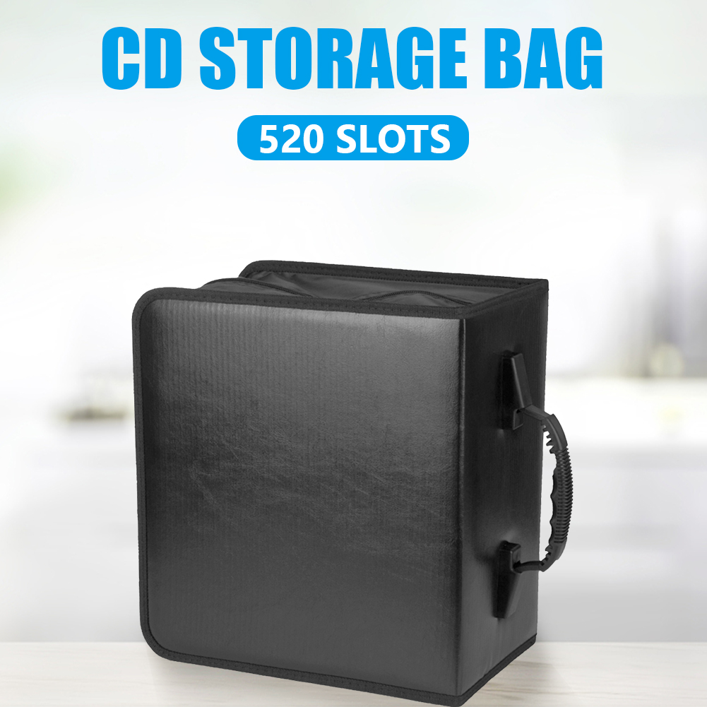 Large Capacity Portable Zipper PU Leather CD DVD Wallet Holder Bag Album Disc Organizer Media Storage Case For 400 / 520 discs