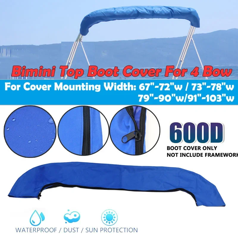 Boat Cover 600D 4 Bow Bimini Top Yacht Canvas Waterproof Anti UV Winter Snow Boat Pontoon Cover No Frame Marine Accessories