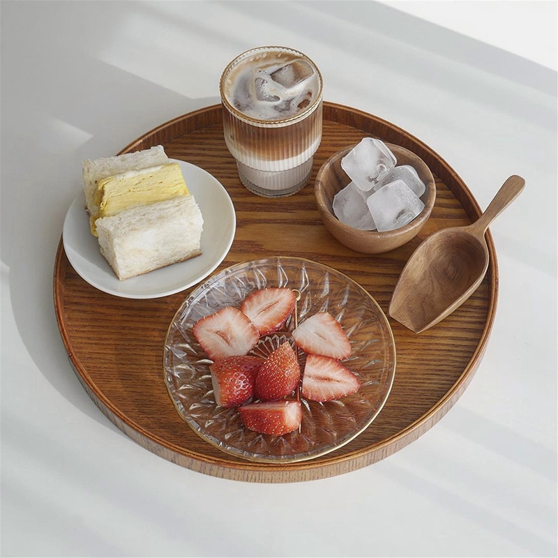 Bandeja decorativa de mesa, bandeja redonda de madera, bandejas decorativas, plato para aperitivos, organizador de exhibición de artículos diversos, plato decorativo de escritorio