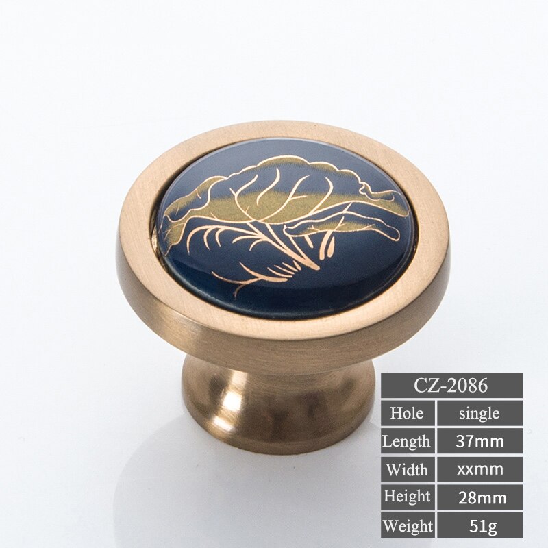 Navy blue/Ceramic Door Handles European Antique Furniture Handles Drawer Pulls Kitchen Cabinet Knobs and Handles: CZ-2086