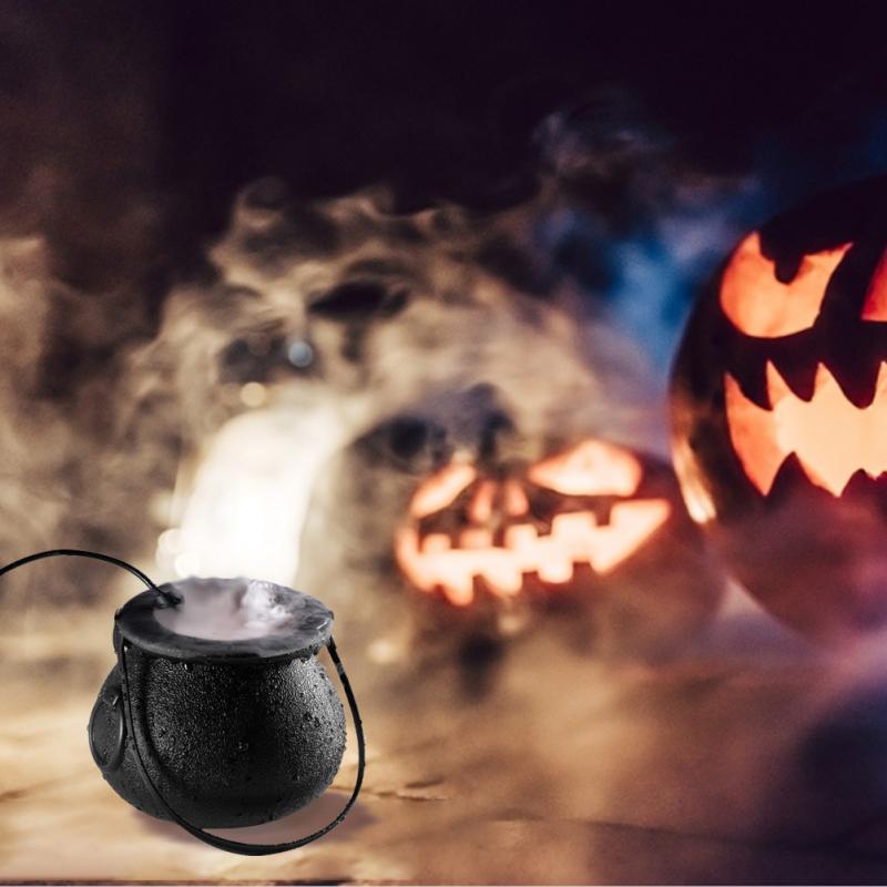 Halloween Witch Pot Mist Maker Fogger Water Fountain Fog Machine Party Decoration Prop DIY Scene Layout Prank Toy Cauldron Decor