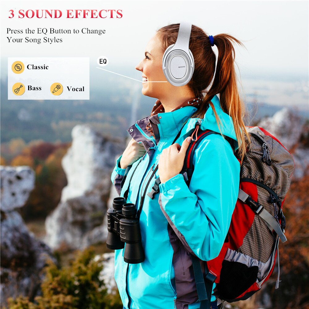 SODO MH-11 Wireless Headphones Speakers 2 in 1 HiFi Stereo Bluetooth-compatible 5.0 Over-Ear Headphones with Mic Support TF/FM