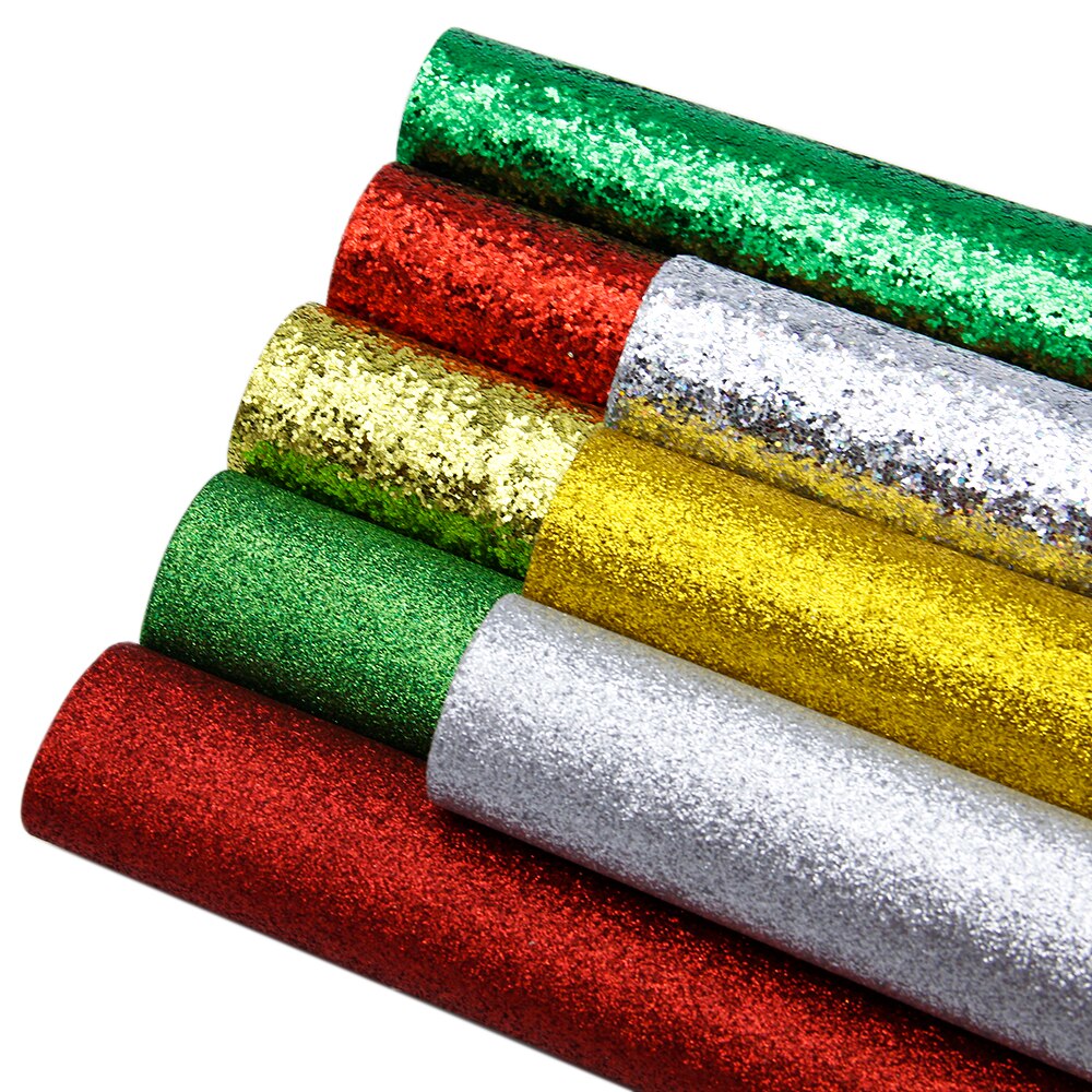 God jul enfärgad fint tjockt glitter tyglakan i konstläder för att göra handgjorda örhängen bowknot ,1 yc 8301