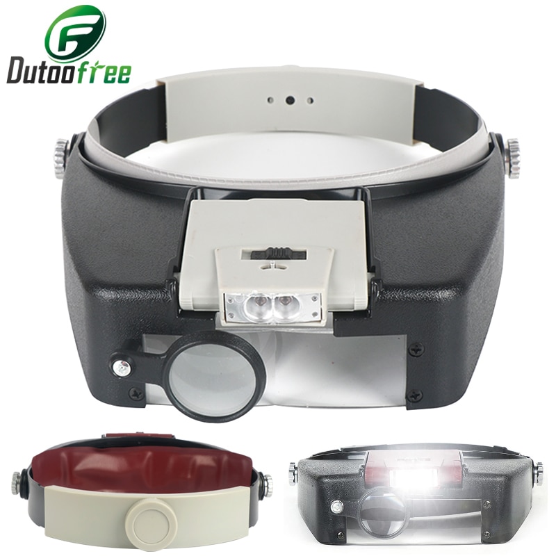 Hodebånd forstørrelsesglass led lys hode lampe forstørrelsesglass juveler lupe med led lys 1.5x 3 x 8.5x 10x