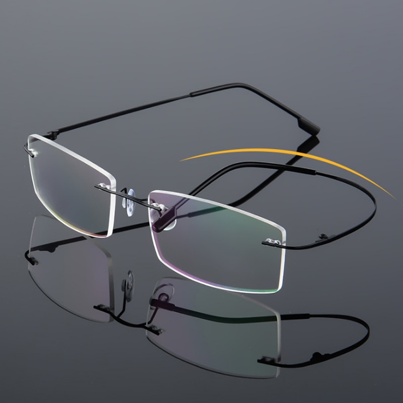 Anti-blåt lys foldende kantløse briller optiske briller mand firkantet rustfrit stål letvægts hukommelse titanium spektakel