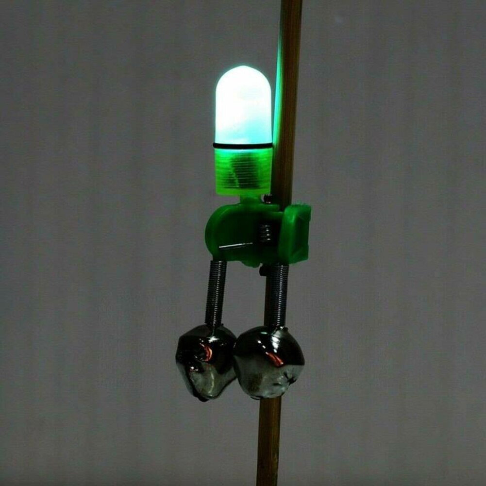 10 stk led nattfiske bitt alarm utstyr 2 bjeller stang clip varsel ring indikerer fiske lys og bjelle
