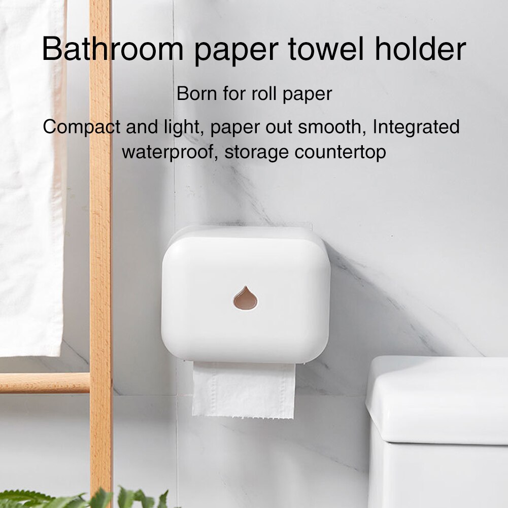 Wall Mounted Roll Paper Holder Box Self With Cover Toilet Paper Dispenser Waterproof Shelf Storage Bathroom Supplies