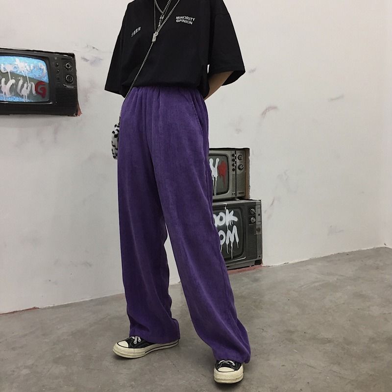 Dragsko lila byxor vida ben baggy kvinnor byxor med hög midja harajuku koreanska byxor dam streetwear hip hop joggare