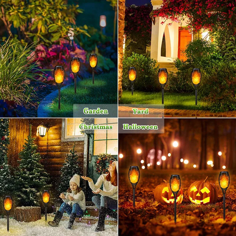 4/2/1Pcs Solar Flamme Lichter Taschenlampe Flackern Licht Wasserdicht Garten Dekoration Im Freien Rasen Tiki Led Pfad Yard terrasse Boden Lampe