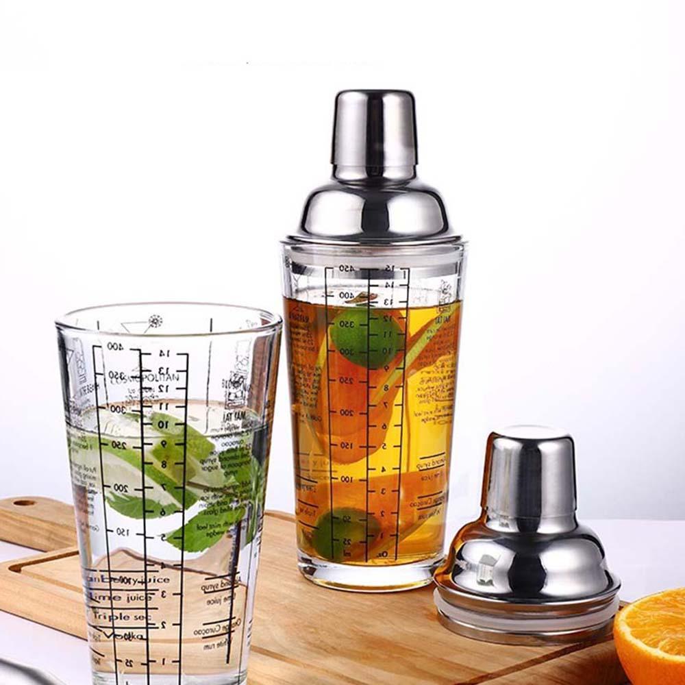 Glas Met Afgestudeerd Hand Shaker Cocktail Shaker Fles Cap Blender Shaker Shaker Bar