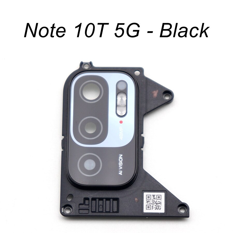Original Rear Back Camera Glass Lens Cover For Xiaomi Redmi Note 10/Note10 Pro 5G Camera Glass+Frame Holder Bezel Replacement: Note 10T 5G-Black