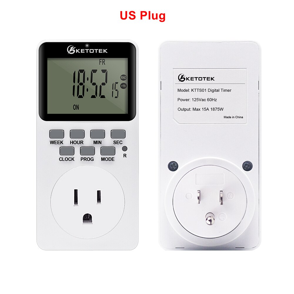 EU/US/UK Electronic Digital Timer Switch Programmable 220V 110V Kitchen Plug Socket Timing Outlet Random Coutdown 12/24hr Timer: US Type