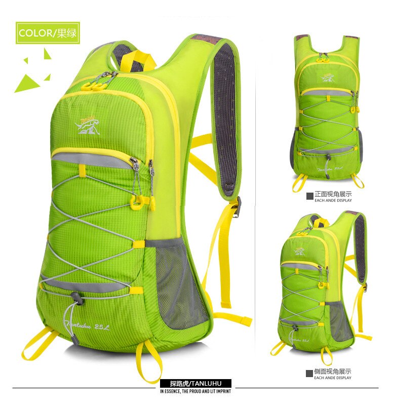 Lauf Marathon- Tasche TANLUHU 674 Nylon 25L Sport Tasche Radfahren Rucksack Für 2L Wasser Tasche Ich bin Freien Klettern Wandern Tasche: Grün 1 Nein Wasser Tasche