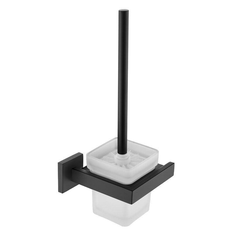 304 rustfrit stål mat sort bad hardware sæt håndklæde bar kappe sæbe fad toilet børste papirholder badeværelse tilbehør: Børsteholder
