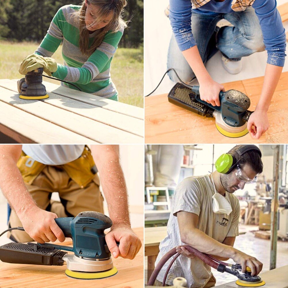 50 Pcs 5 Inch 8 Hole Sandpaper Sanding Disc Hook and Loop With 1 Pcs Random Orbit Sander Sanding Pad Abrasive Backing Pad