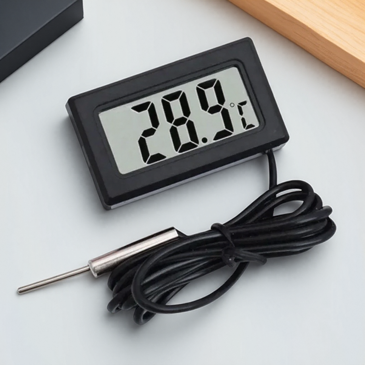 Termómetro Digital electrónico integrado, medidor de temperatura electrónico Digital para refrigerador, medidor de temperatura del agua con sonda: Rojo