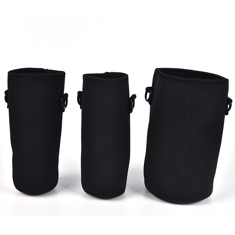 Neoprene Water Pouch Holder Shoulder Strap Black Bottle Carrier Insulat Bag 18/36/64oZ Water Bottle Carrier Insulated Cover Bag