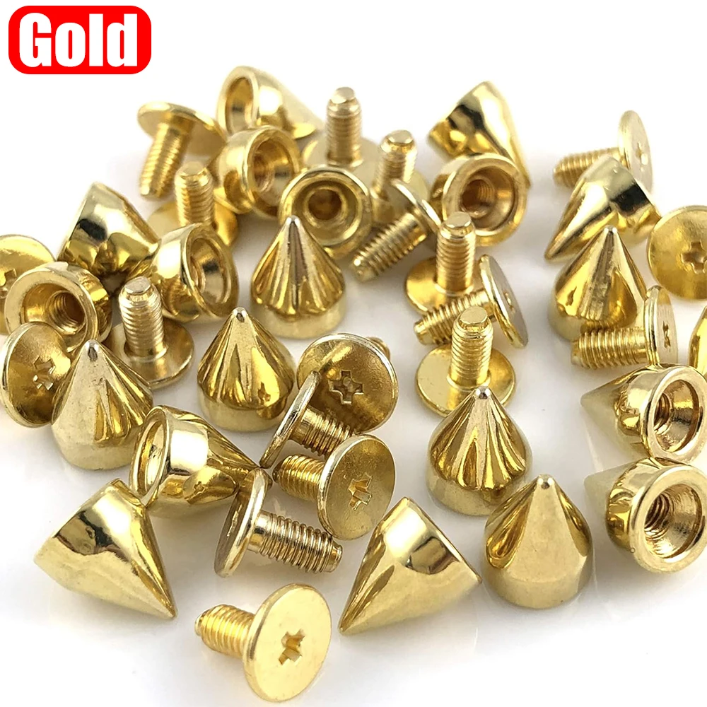 DIY cono tachuelas y picos Punk Metal plateado oro doble tapa remaches atornillados uñas redondas DIY ropa zapatos bolsa Collar Accesorios: S / Cobre envejecido