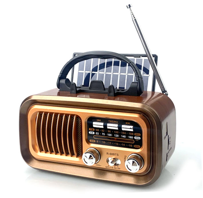 Bärbar dsp-radio klassisk vintage fm am sw-radio trådlös retro solcellsdriven bluetooth-högtalare  mp3 tf usb-musikdosa avtagbart batteri: Default Title