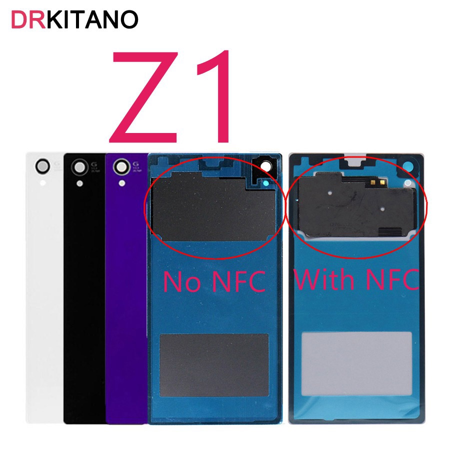 For 5.0" SONY Z1 Battery Cover L39h Rear Glass Back Door Housing Panel For SONY Xperia Z1 Battery Cover With NFC C6902 C6903