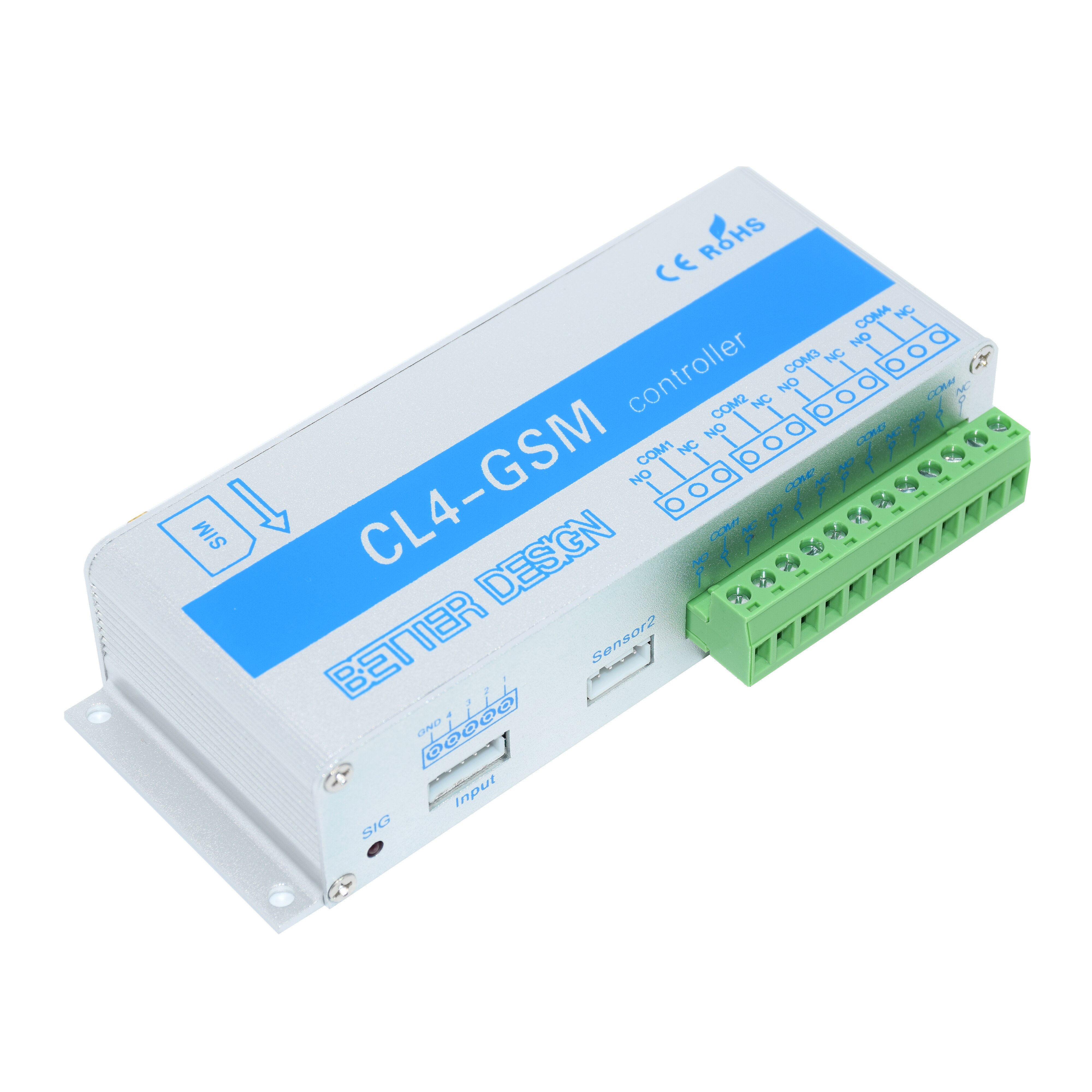 Télécommande GSM SMS 4 canaux, commutateur relais CL4-GSM, prise en charge de la température et de l&#39;humidité, alarme