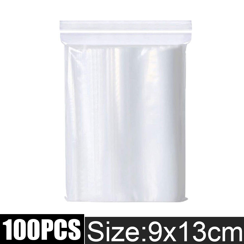 100-500pcs Thicken Zipper Self-sealing Bags Plastic Clear Reusable Small Packing Jewelry Storage Bag Reclosable Poly Bag Pouches: L / Pink