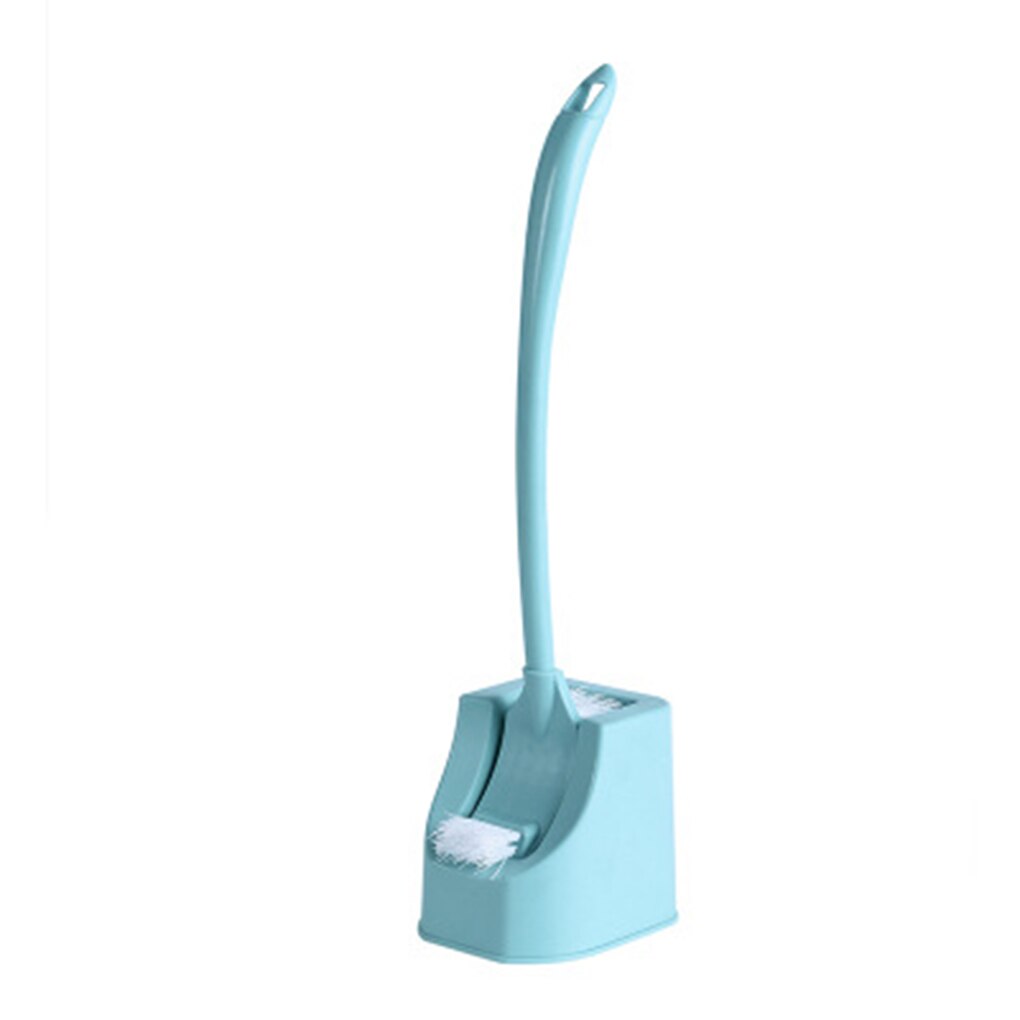 Strong Toilet Cleaning Brush Set Plastic Toilet Brush Scrubber Curved Clean Side Bending Handle Corner Brush Bathroom Cleaning: Blue