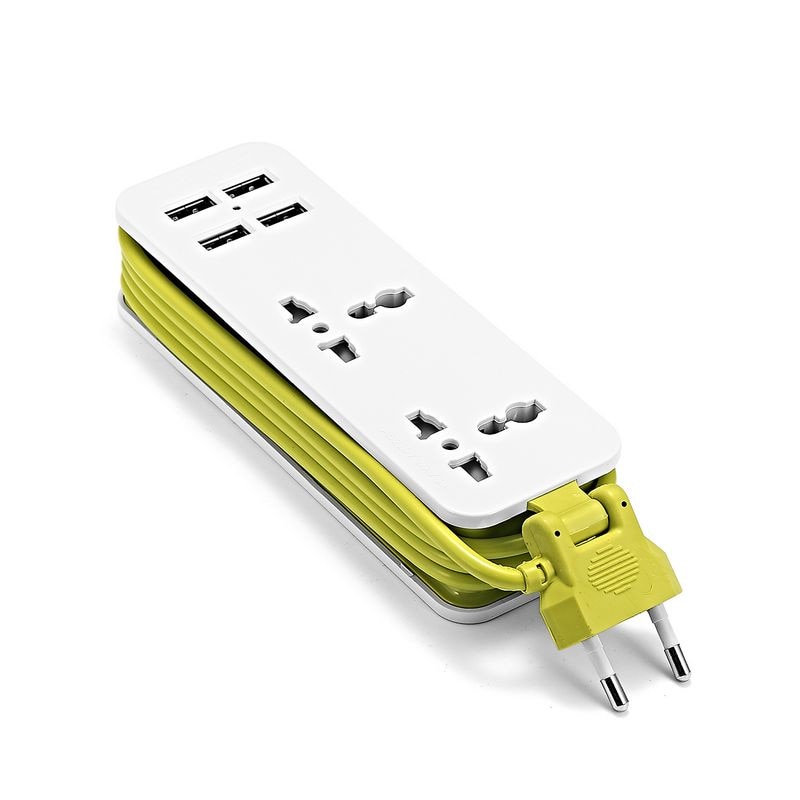 EU Power Strip Met 4 USB Portable Extension Socket US UK Plug 1.5m Kabel AC Power Travel Adapter USB smart Telefoon Oplader