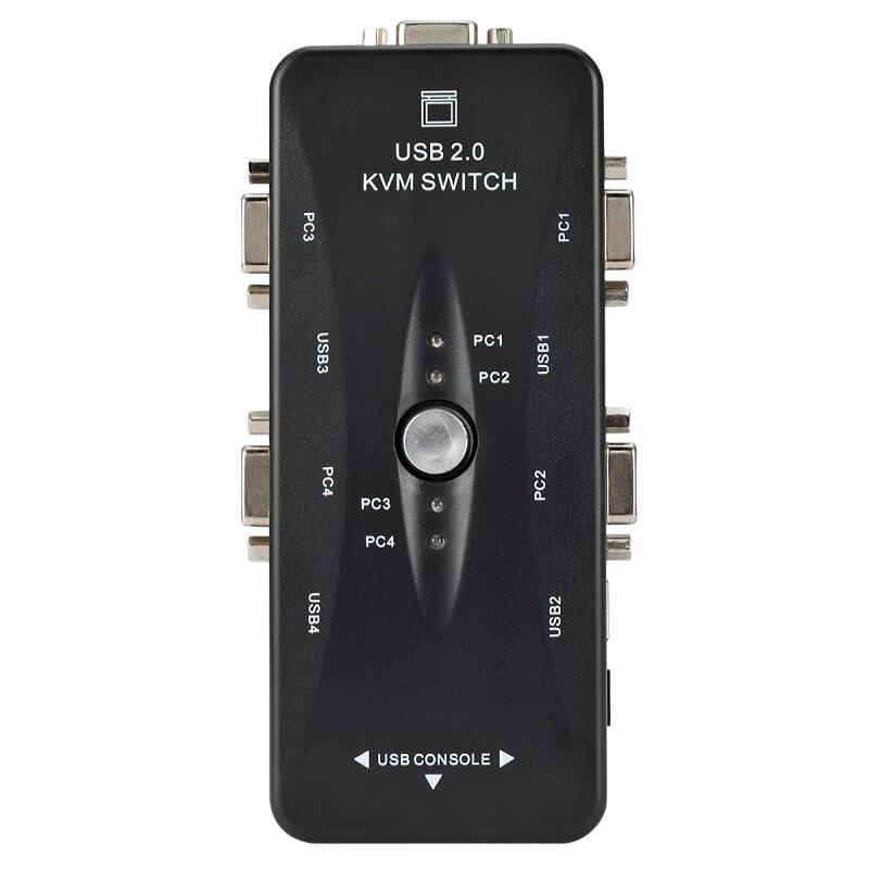 VGA 4 Port USB2.0 KVM Switch Box 200MHz 1920x1440 Switch Adapter For Keyboard VGA Monitor Mouse Printer Share Switcher