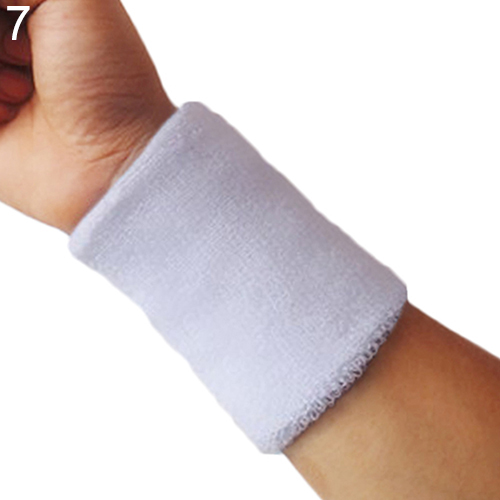 1PC Sports Wrist Band Sweatband Tennis Squash Badminton Wrist Support Brace Wraps Guards Gym Basketball Wristband: White