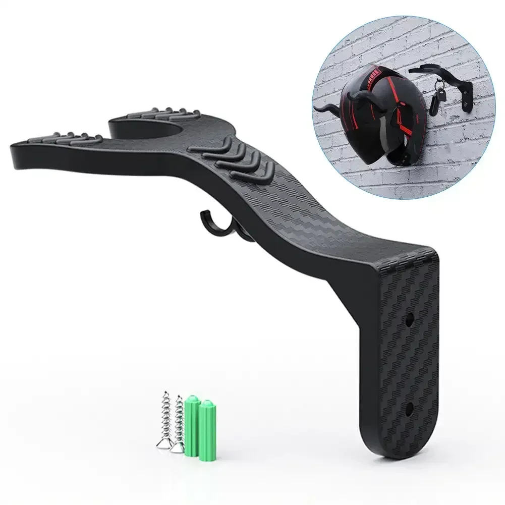 Rack de gancho para capacete de motocicleta, cabide de exibição de capacete, prateleira de armário de cozinha, montagem na parede, suporte de armazenamento: Preto