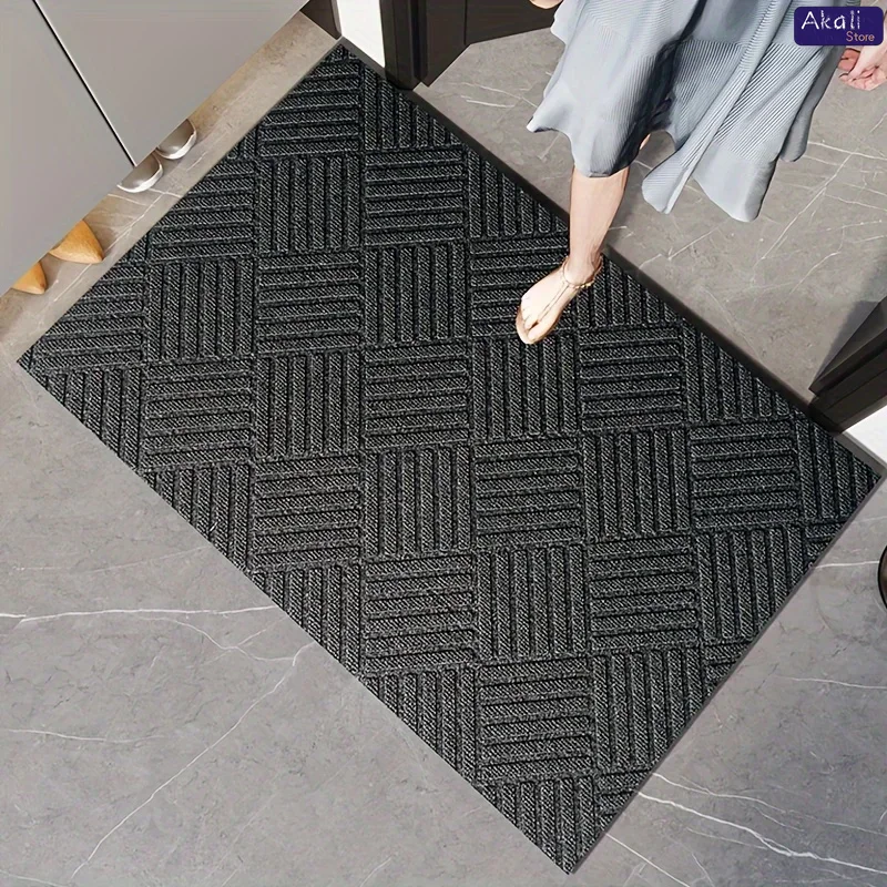 Tapis d'entrée absorbant épais et Durable, paillasson moderne en caoutchouc antidérapant avec bord en sergé pour porche intérieur et Patio