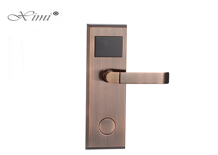 Good Electronic Home Door Lock System Swipe Card Stainless Steel Smart Hotel Door Lock With RFID Card HM-201: red bronze