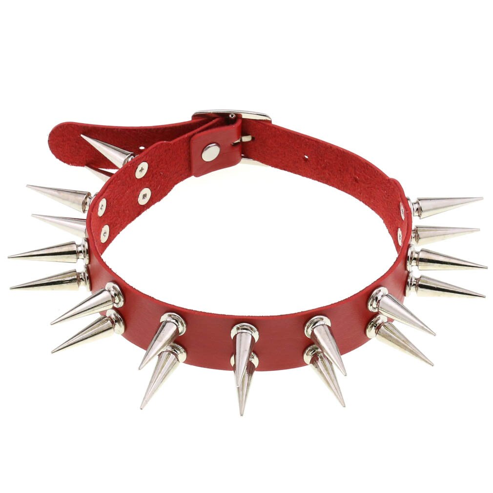 DIEZI Gothic Sexy 16 kolorowa skóra PU naszyjnik kobiety w stylu Vintage moda nit wisiorek w kształcie gwiazdy Choker naszyjniki 2021 nowa biżuteria: red