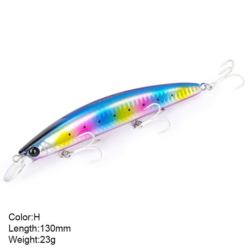 13cm 23g Fishing Lure Minnow Wobbler Lure Long Cast Deep Diving Floating Jerkbait Artificial Hard Bait Ocean Fishing Bass Bait: H
