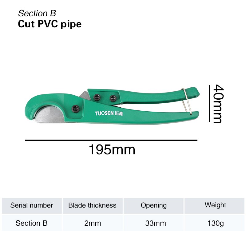 Tubo IN PVC Taglierina 33 millimetri 43 millimetri 63 millimetri Forbici di Taglio Del Tubo PPR PVC Rapido Taglio Tubo di Acqua di Plastica di Alluminio tubo Tubo di Taglio Utensili A Mano: Section B
