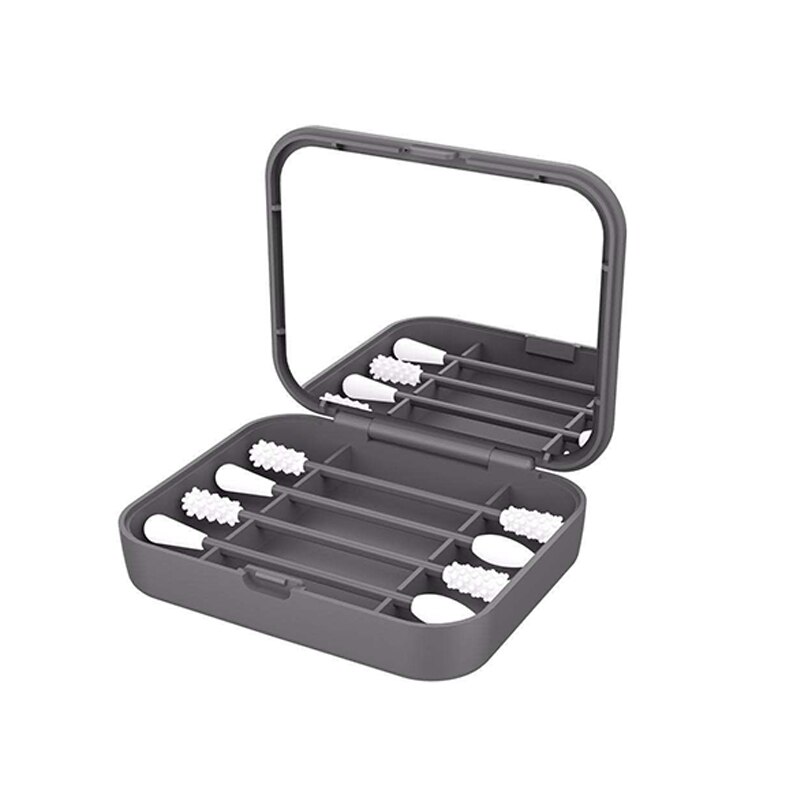 4/2pz tamponi di cotone riutilizzabili pulizia dell'orecchio bastoncini di silicone tamponi di trucco a doppia testa bastoncini strumenti di trucco flessibili morbidi: 06