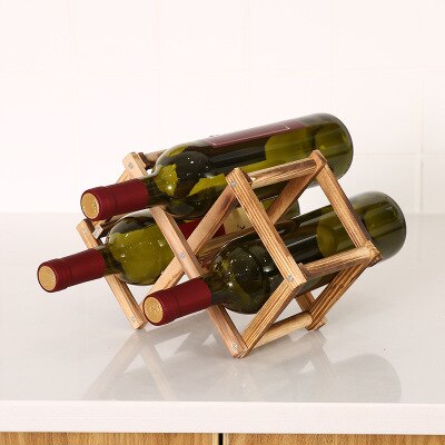 Wooden Wine racks bottle cabinet Collapsible stand Holders wood shelf organizer storage for retro display cabinet: 3 bottles-Antique