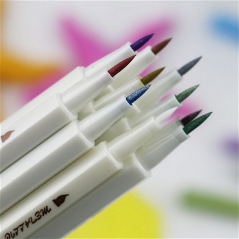 Luxe Metallic Colour Brush pen Art Marker Pen Tekening pennen student School Kantoorbenodigdheden