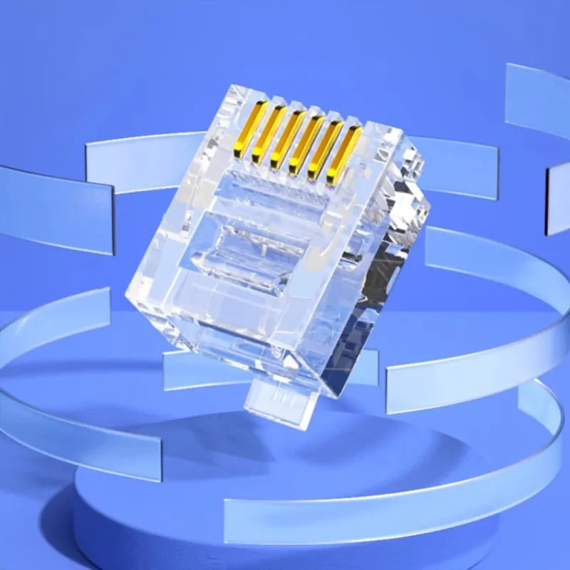 50 stk.  rj12 6 p 6c modulær plugg utp forgylt kobber  rj12 telefonkontakter krystallplugger adapter