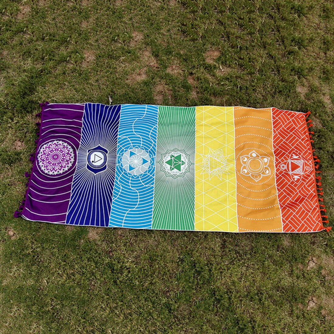 75*150 cm/150*150 cm BeddingOutlet 7 Chakra Regenboog Strepen Strandlaken Voor Volwassenen Mandala Deken bohemian Tapijt Yoga Mat